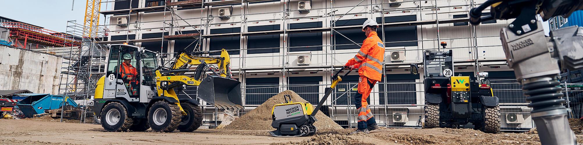 electric construction equipment at construction site